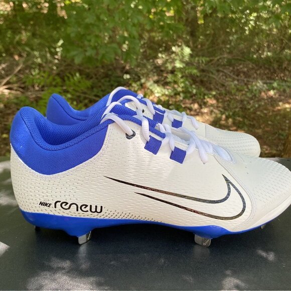 Nike Hyper Diamond 4 PRO CZ5920-10 White/Black /Blue Softball Cleats Women Sz 10 - Picture 4 of 10